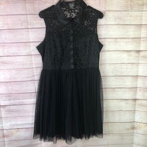 Dots‎  Black Tulle Overlay Dress  Size Large